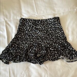 Zara Black and Gray Animal Print Skirt